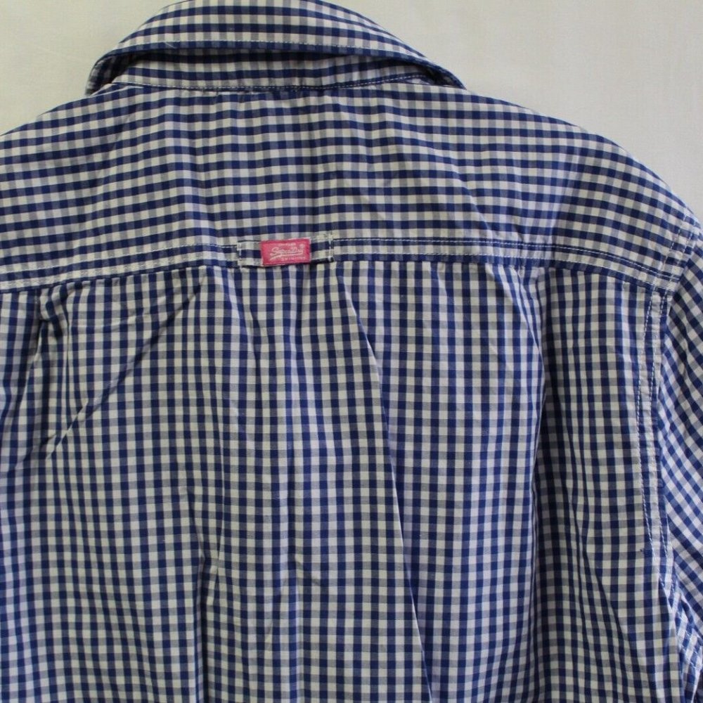 Superdry Mens Shirt  Medium short sleeved cotton blue check excellent stunning - Picture 7 of 13